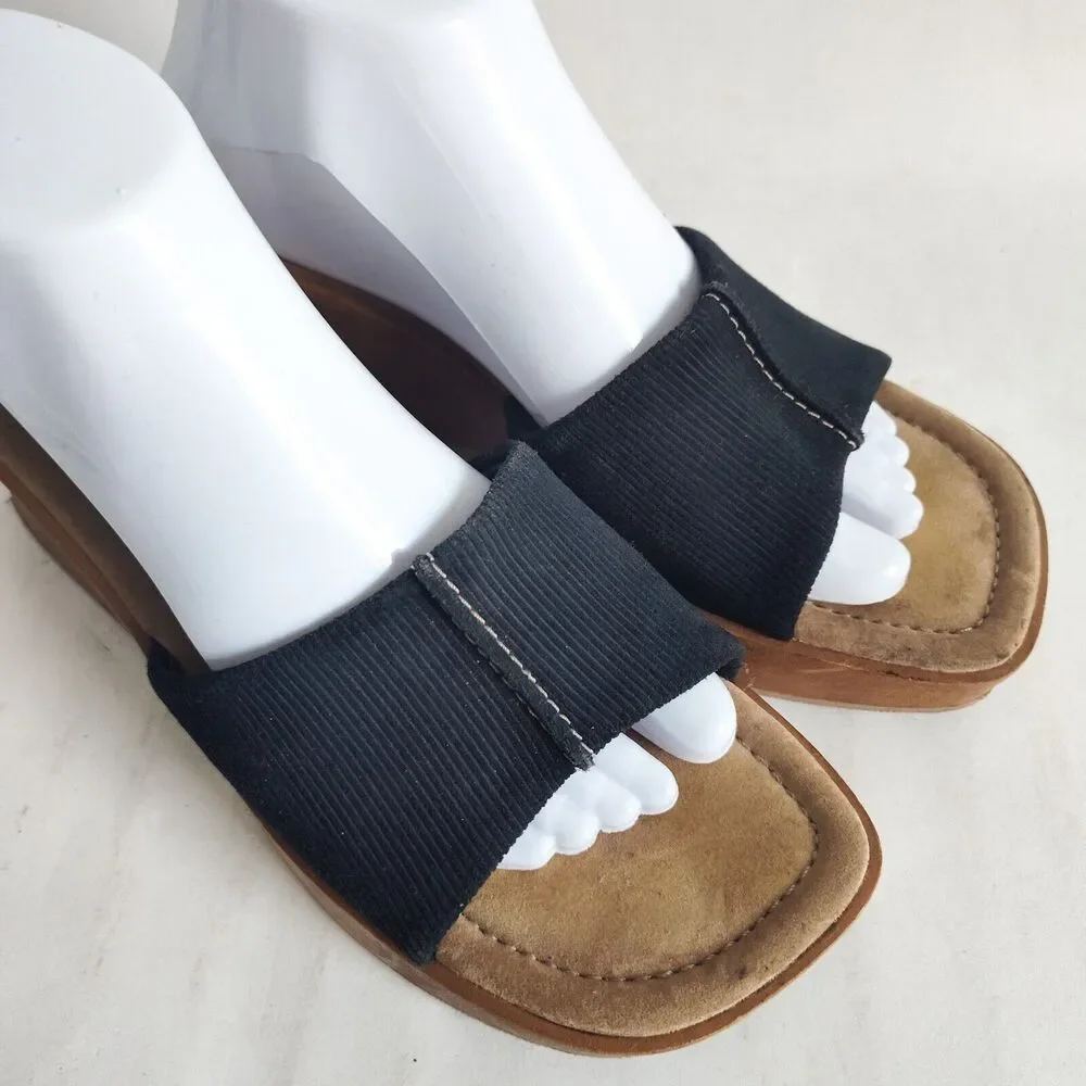 Y2K Lower East Side Vegan Blue Chunky Platform Slip On Sandals‎ Womens Size 10